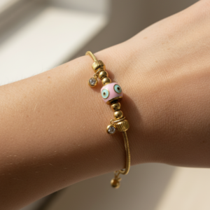 Nazar Boncuk Detaylı Charm 316L Çelik Bileklik