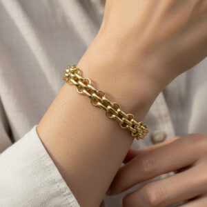 316L Çelik Gold Çift Sıra Örme Zincir Bileklik