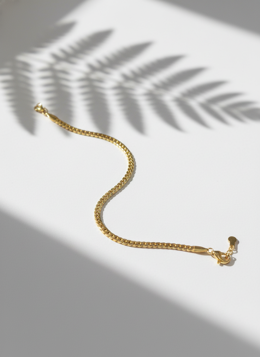 316L Çelik Gold İtalyan Gurmet Zincir Bileklik - Görsel 5