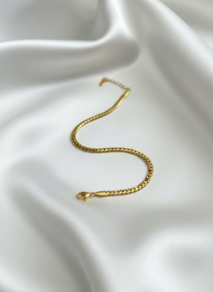 316L Çelik Gold İtalyan Gurmet Zincir Bileklik - Görsel 4