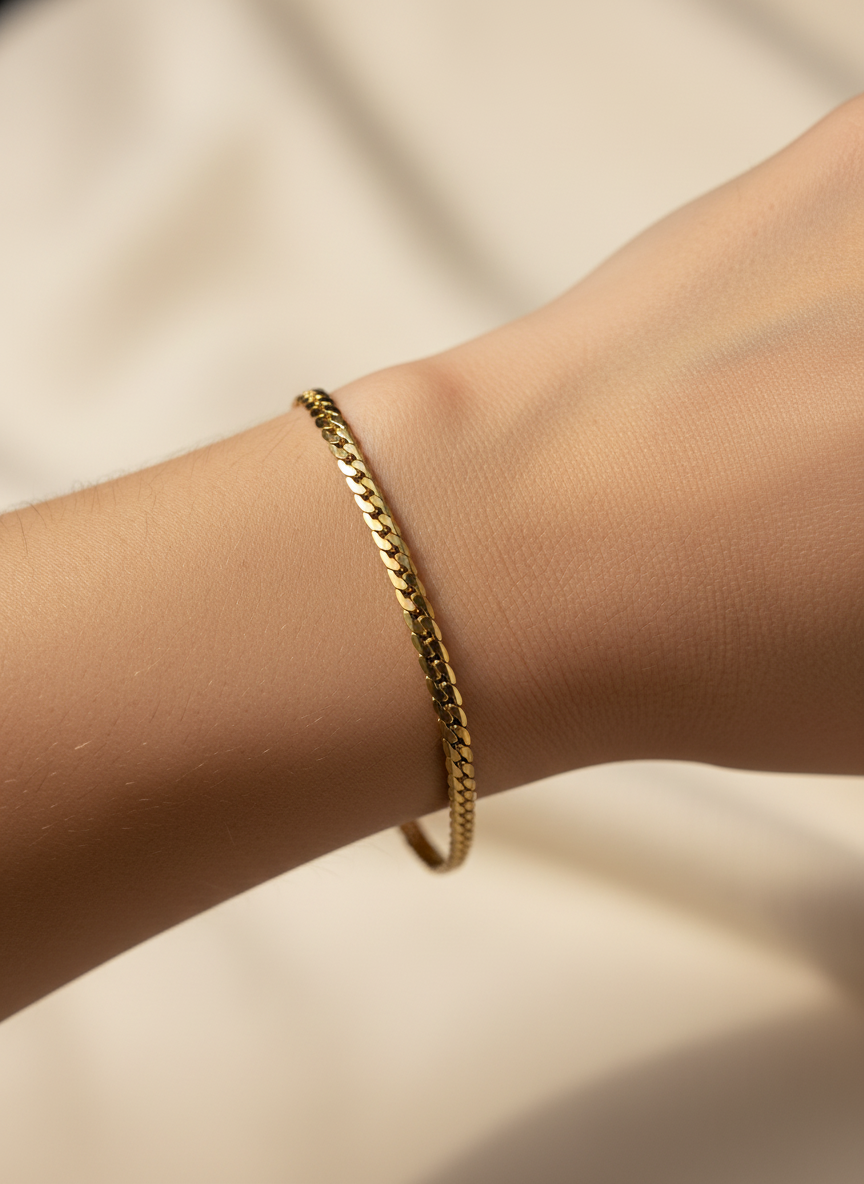 316L Çelik Gold İtalyan Gurmet Zincir Bileklik - Görsel 3