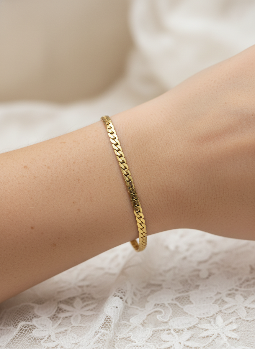 316L Çelik Gold İtalyan Gurmet Zincir Bileklik - Görsel 2