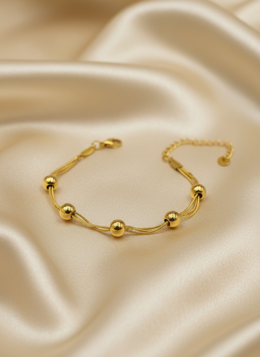 316L Çelik Gold Dorika Toplu Zincir Bileklik - Görsel 6