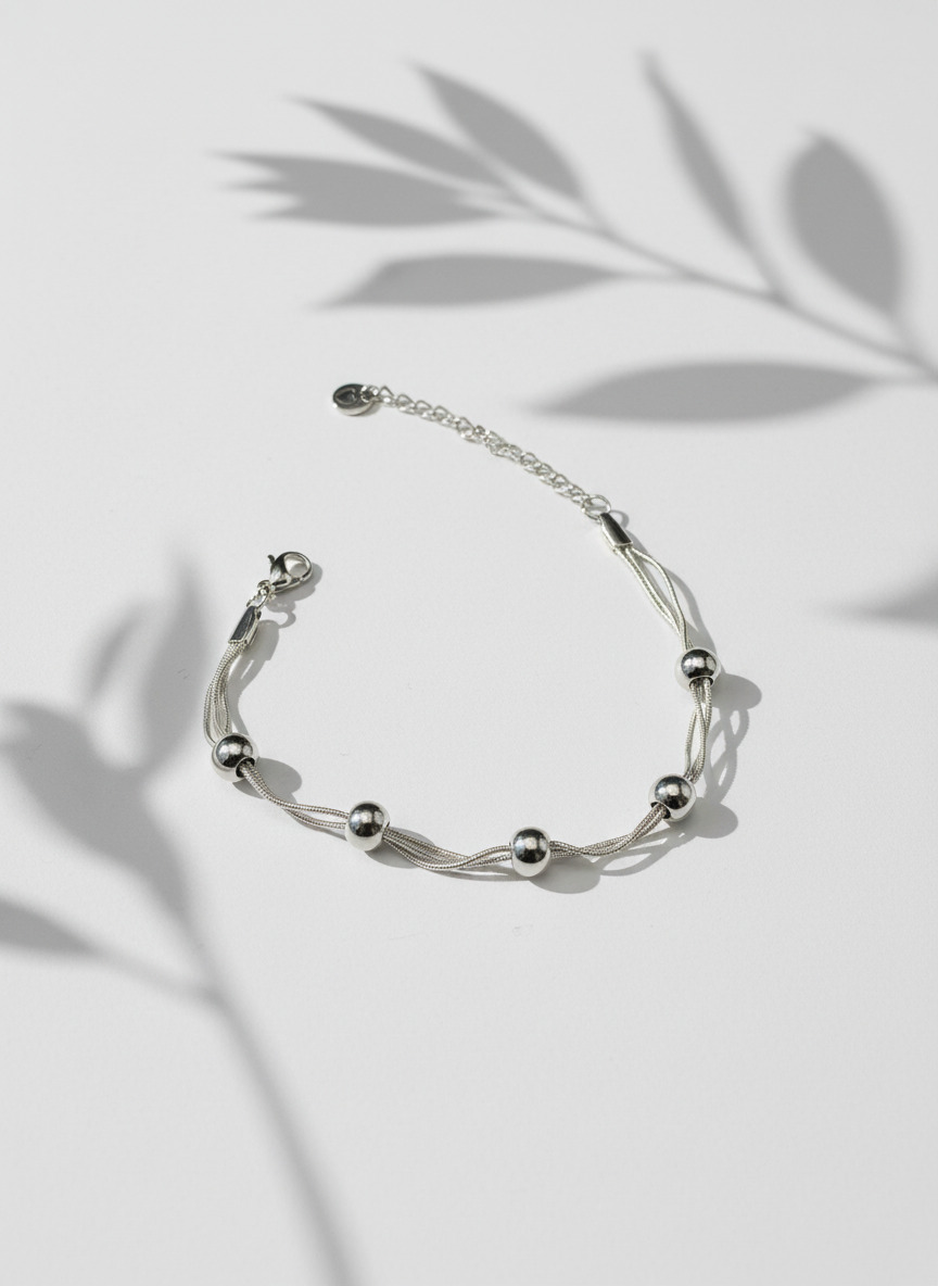 316L Çelik Gümüş Renk Dorika Toplu Zincir Bileklik - Görsel 5