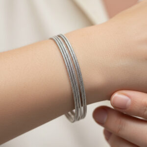 316L Çelik Gümüş Renk 5 Sıralı İtalyan Ezme Zincir Bileklik