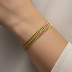 316L Çelik Gold 5 Sıralı İtalyan Ezme Zincir Bileklik